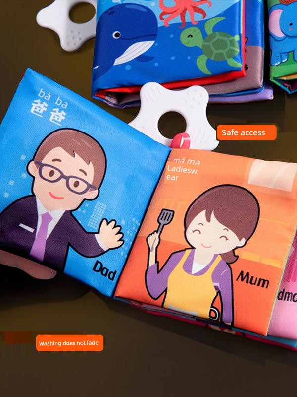 Baby Cloth Book Early Education Baby Tear-Proof Biteable Three-Dimensional Shredded Book 6 Months Cognitive Puzzle Sound Toy