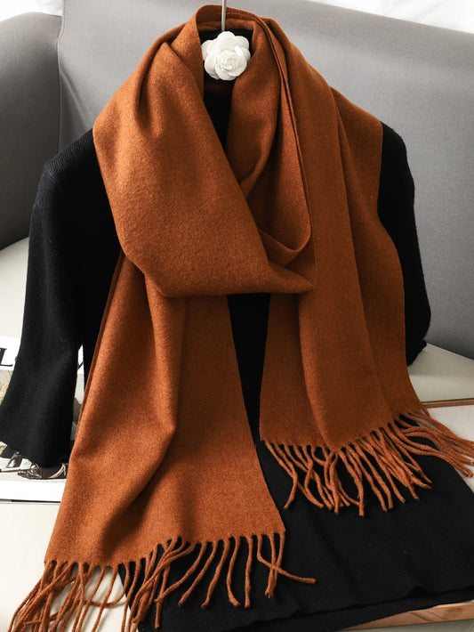 Color Solid Women Winter Scarf Warm Thicken Cashmere Shawl