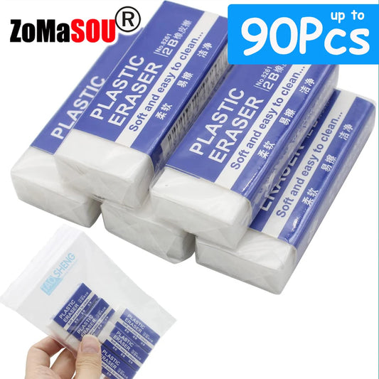 1-90Pcs 2B Pencil Erasers Soft Large PVC Rubber Eraser for School Office Kids Drawing