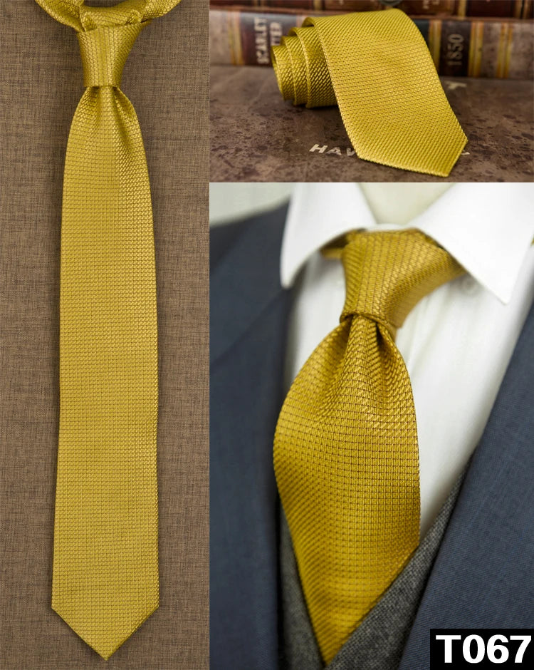 Solid Floral Paisley Yellow Gold Men's Ties Neckties 100% Silk Jacquard Woven Tie Sets Pocket Square Party Wedding