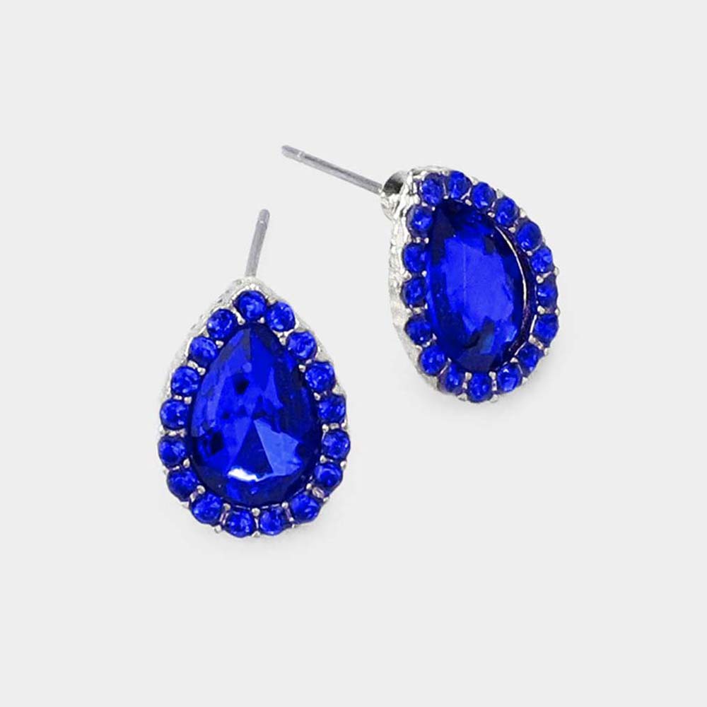 Teardrop Stone Evening Stud Earrings