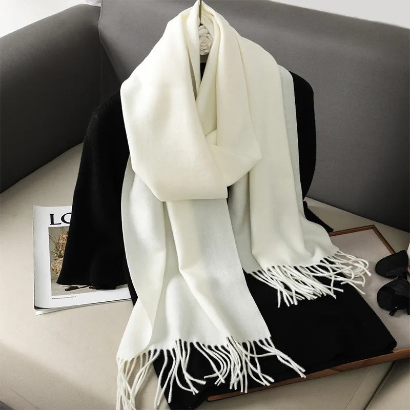 Color Solid Women Winter Scarf Warm Thicken Cashmere Shawl