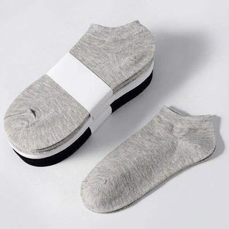 10/5pcs Pairs Low Cut Ankle Breathable Men/Women Socks Solid Color Black White Grey
