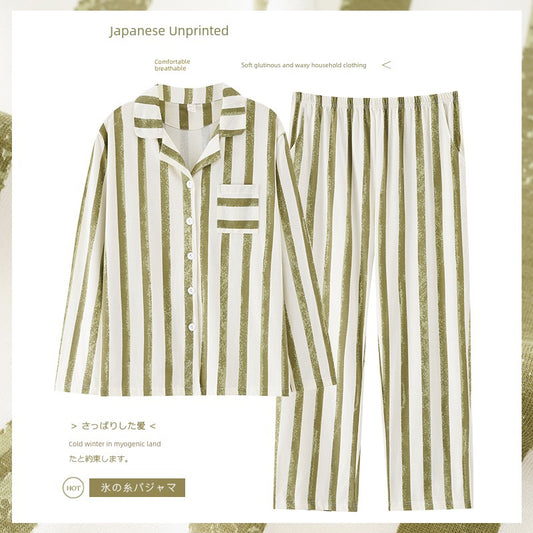 Cotton Couple Pajamas for Men and Women Spring and Autumn Pure Cotton Thin Plaid Long Sleeves Plus Size Outerwear