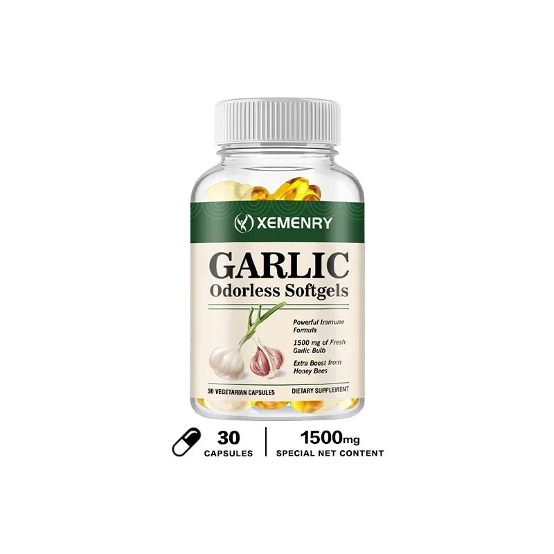 Odorless Garlic Capsules - Balance Cholesterol Levels, Support Heart and Cardiovascular Health