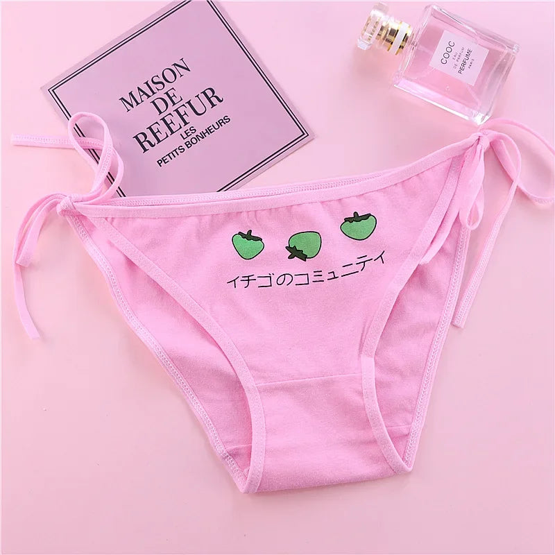 Women Funny Cotton Panties Hollow Out Seamless Briefs