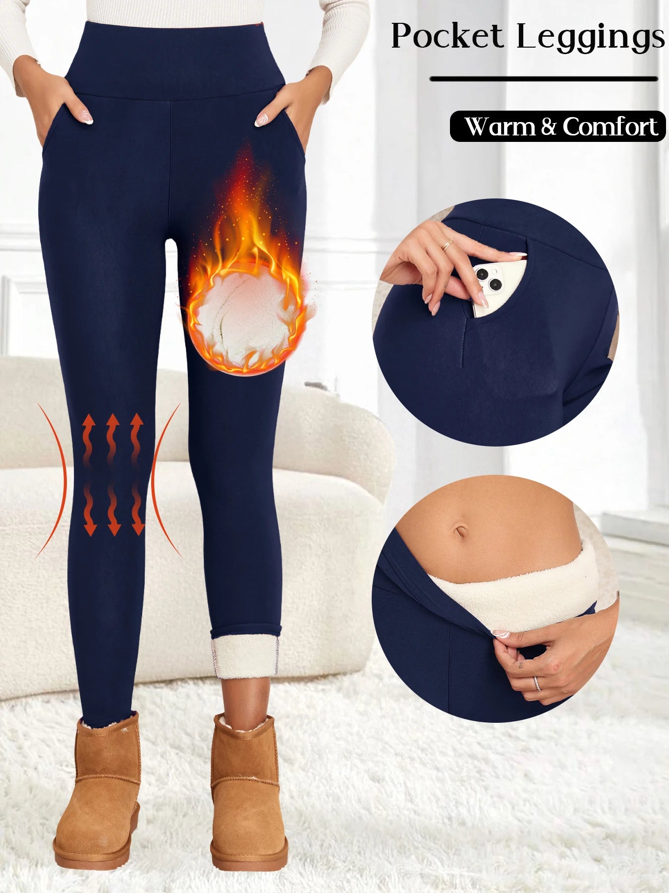 Winter Thermal Fleece Tommy Control Women Leggings Thick Flared Pants High-Waisted