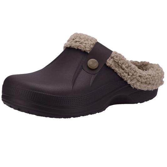Winter Men's Fur Furry Slippers Waterproof Plush Cotton Non-slip Outdoor Shoes