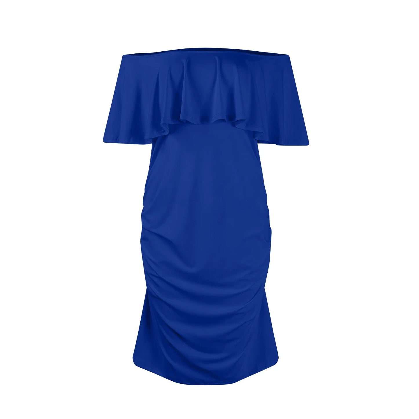 Maternity Dress Short Sleeve Slash Ruffles
