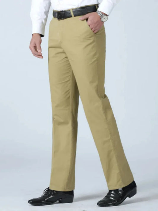 100% Cotton Summer Thin Suit Men's Casual Pants Thick Classic Stretch Trousers
