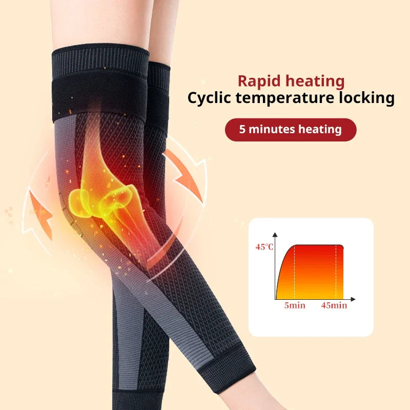 1 Pair Compression Knee Support Pads Self-Heating Four Sided Elasticity Keep Warm Old Cold Legs Fo Elderly Joint Protection Calf