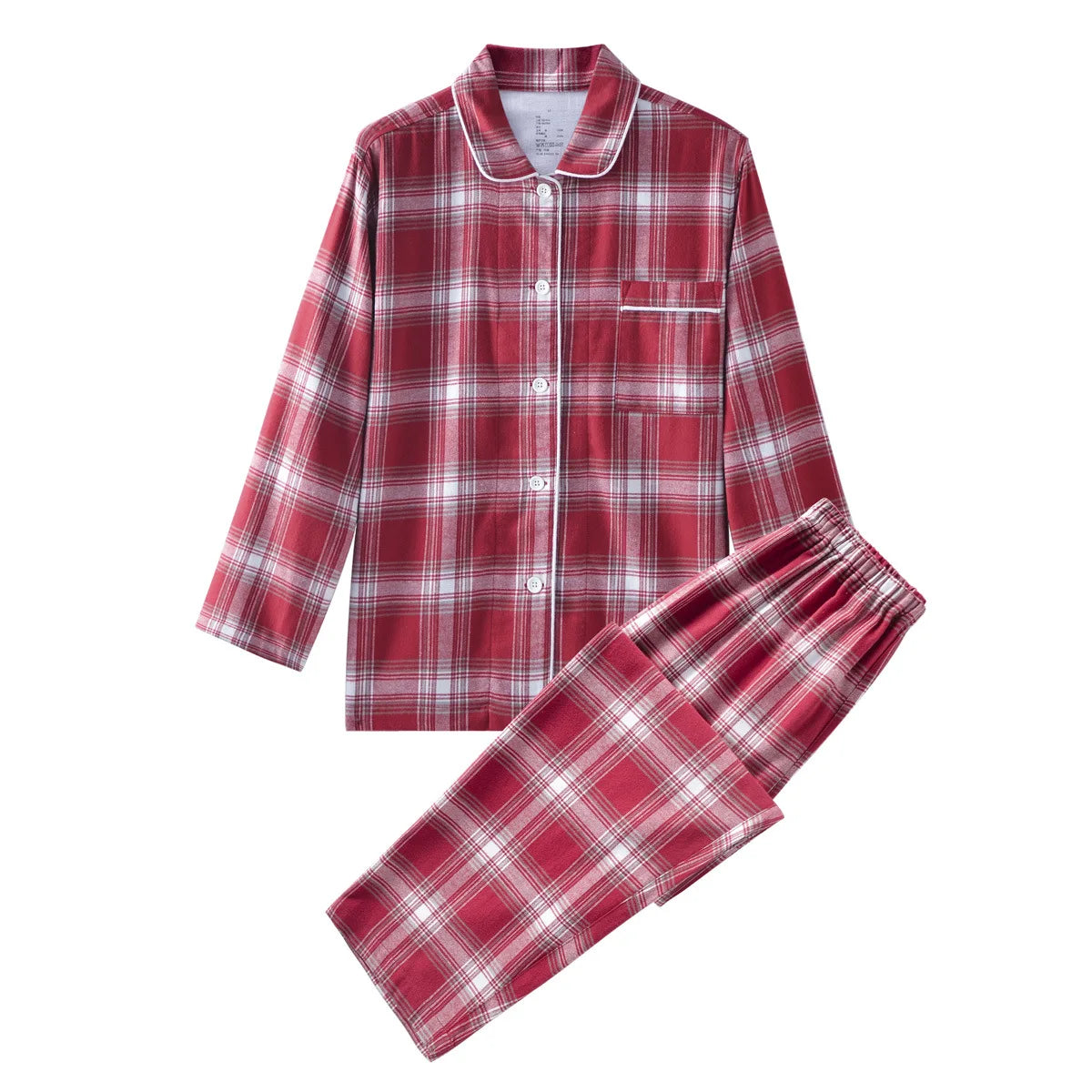 Cotton Flannel Plaid Men's & Women's High-quality Patterned Thick Pajamas for Autumn and Winter