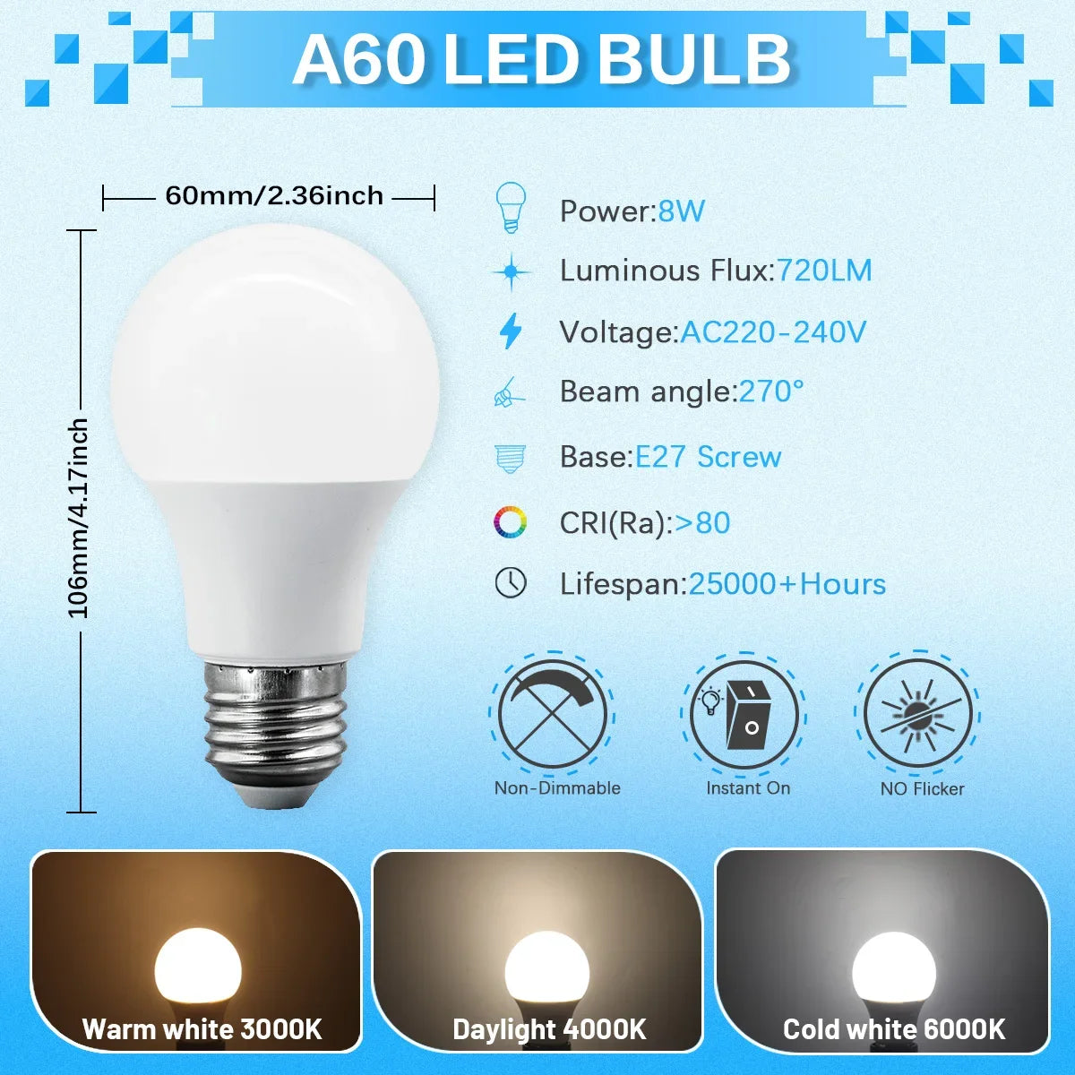 50PCS E27 LED Bulb Lamps 3W 8W 9W 12W 15W 18W 24W AC 220V 240V Cool Lighting Lampada Light Bulbs Foyer Home Indoor LED Bombilla