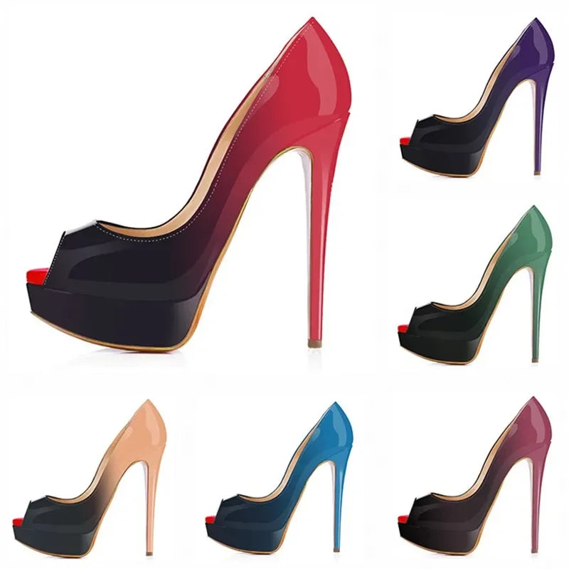 Women Pumps Elegant Platform Peep Toe Shoes