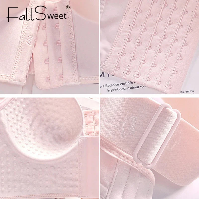 Front Close Push Up Bra for Women Wirefree Deep Cup Brassiere Hides Back Fat Full Back Coverage Bras Plus Size Lingeire