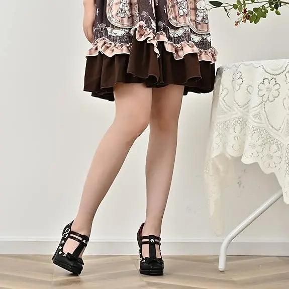 Women High Heels Mary Jane Shoes Buckle Closure Bow Adorned