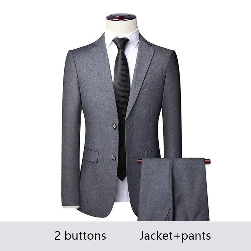 High Quality Luxury Men's Suit 3 Pieces Blazer, Vest & Pants or 2 Sets Blazer & Pants
