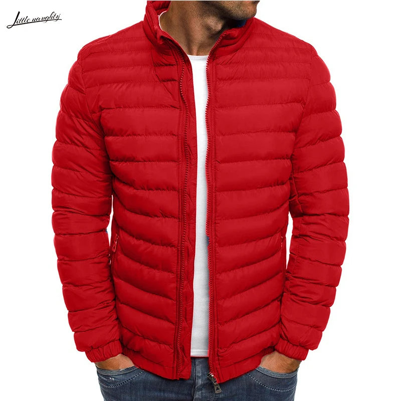 Men's Parkas Solid Hooded Cotton Coat Jacket Warm Autumn Winter