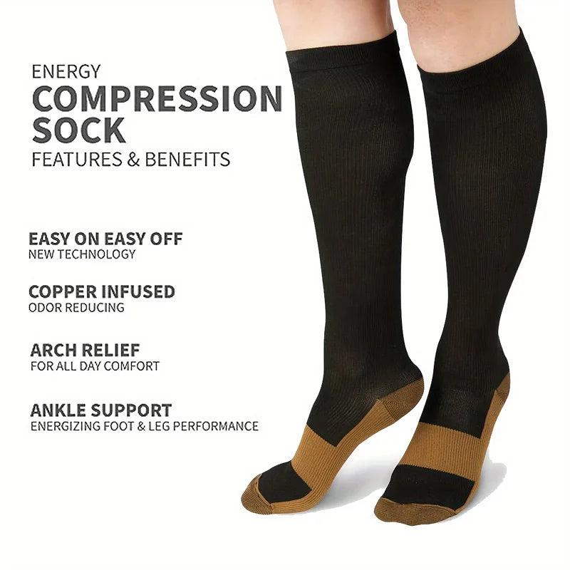 4 pairs copper compression socks Unisex for running and traveling for nurses and pregnant women mid-calf design