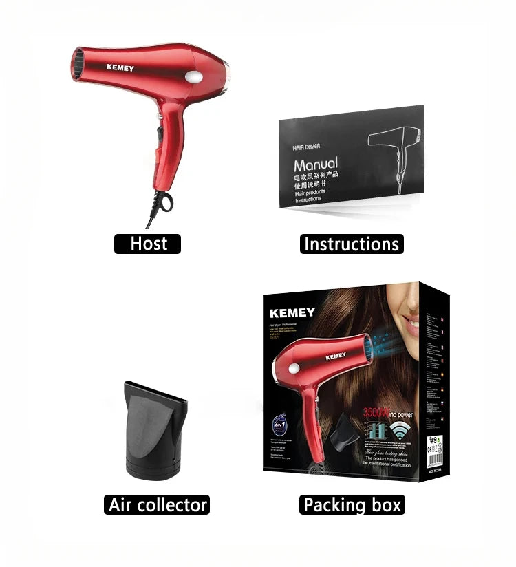 KM-5821 high-quality negative ion 3500W high-power dual speed cold and hot hair dryer