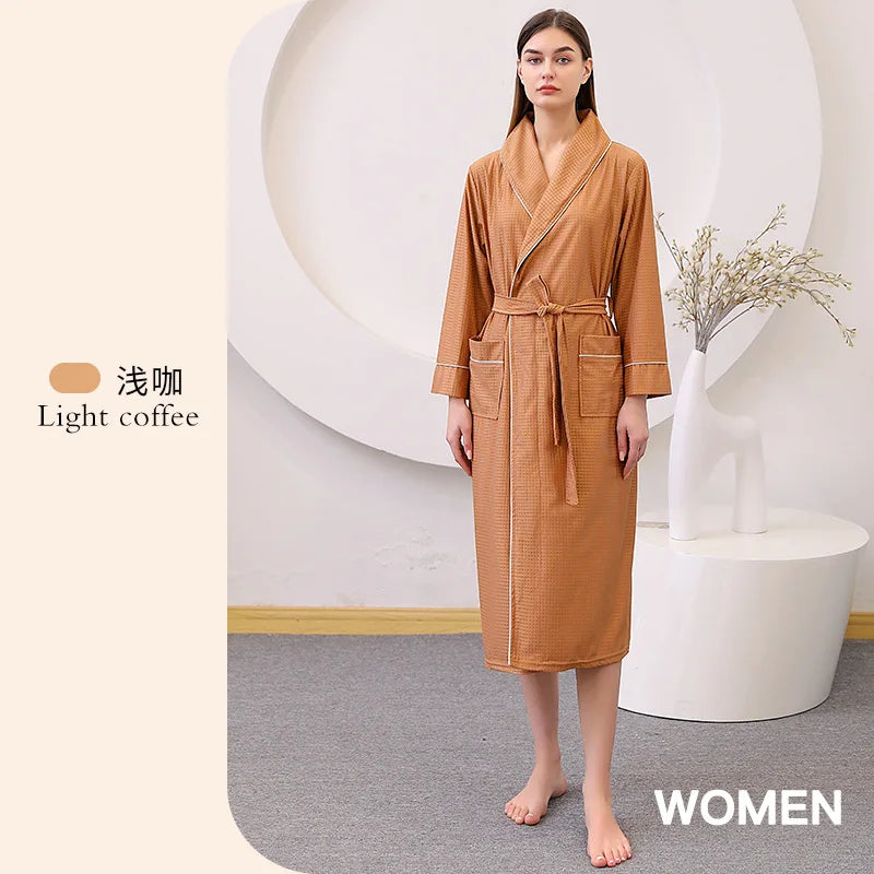 Hotel Couple Bathrobe Long Sleeved Robe Kimono Sleepwear Pajama Large Size