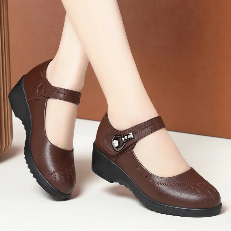 Women's Wedge Anti-slip Comfortable Soft Leather Shoes