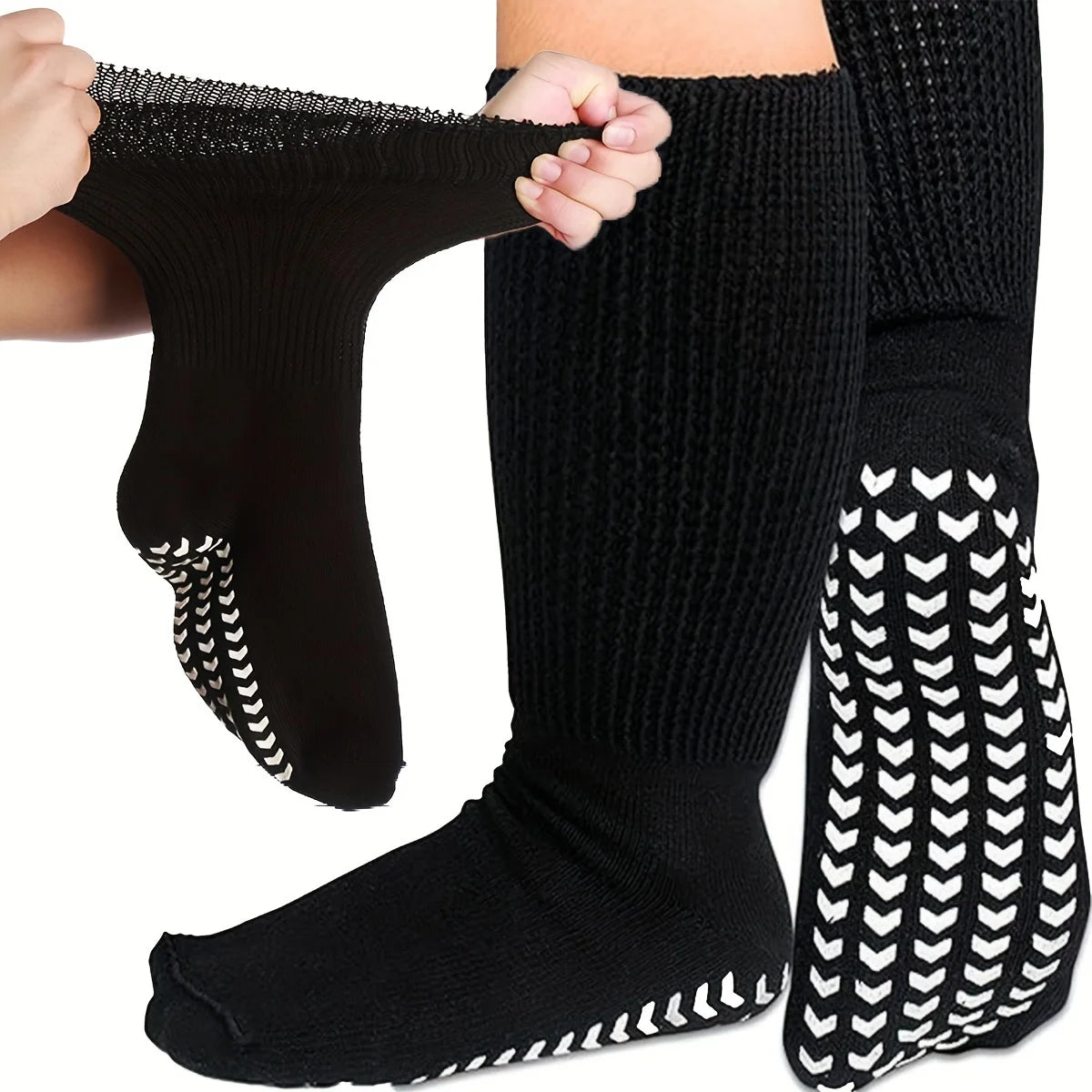 Extra Wide Socks for Swollen Feet,Soft Stretchy Senior Diabetic Socks Men's & Women's Non-slip