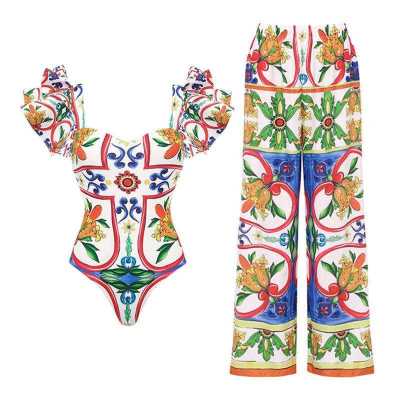 Women Swimwear 2PC Cover-up Swimsuit