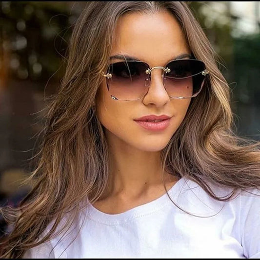 Sunglasses For Women ladies Rimless Diamond cutting Lens Brand Designer Ocean Shades