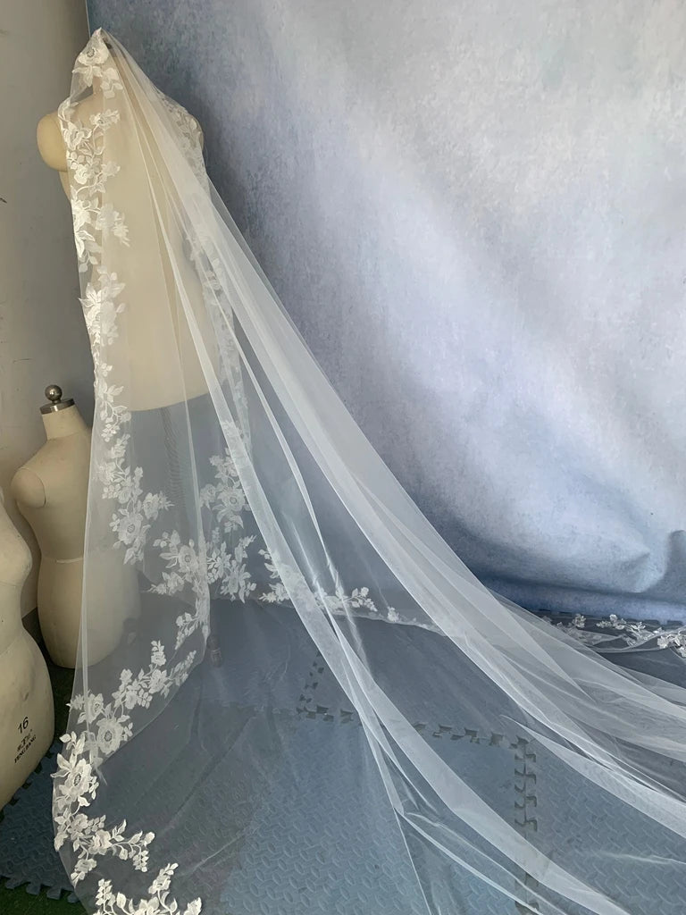 3m Lace Wedding Veils One Layer with Comb Cathedral Length Bride Accessories Women Bridal Headpiece