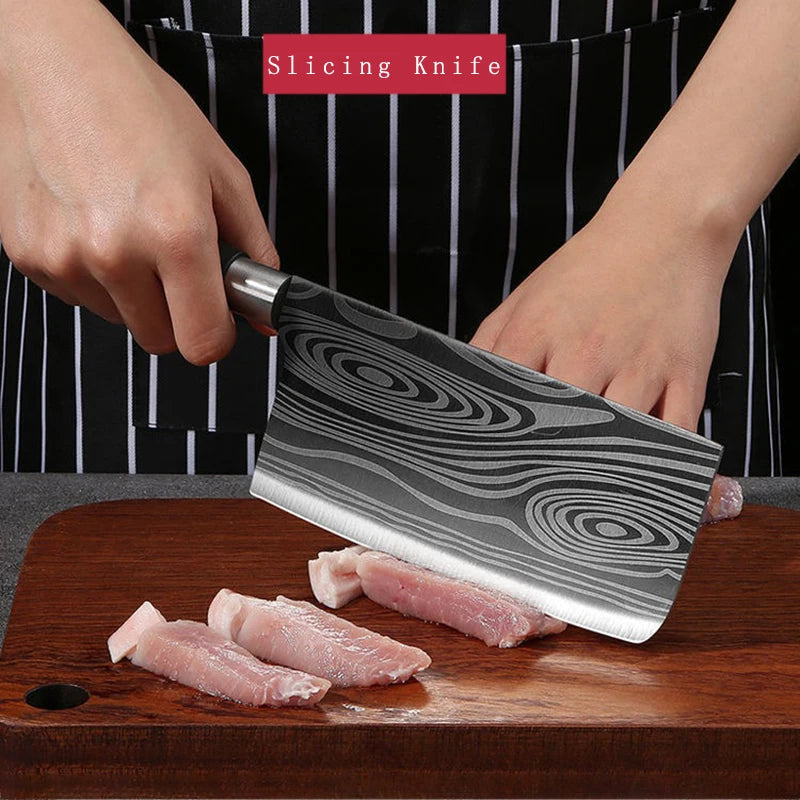 Damascus Kitchen Utility Set Knives Scissors Sharpening Rod Slicing Chef knife Stainless Steel