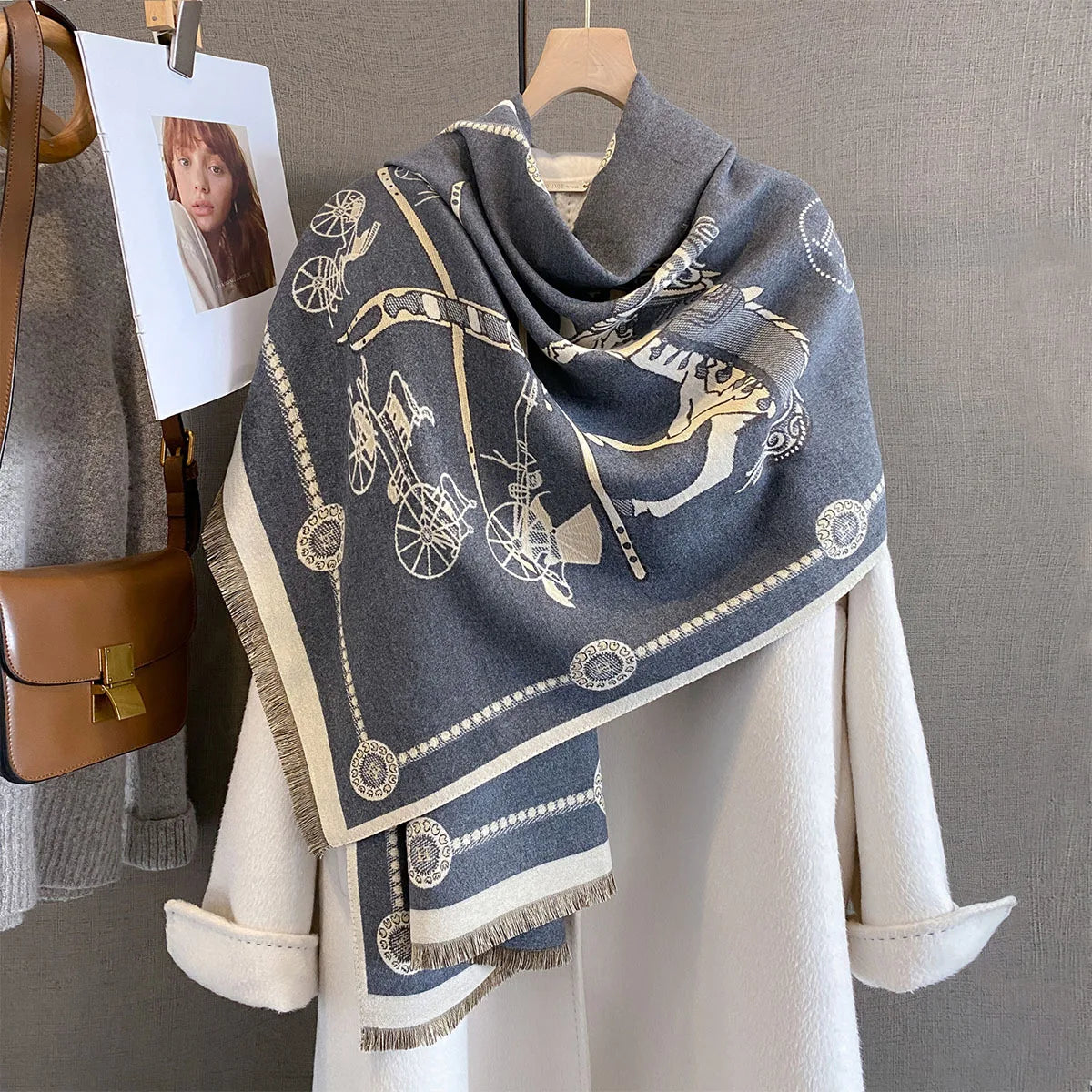 Winter Elegant Pashmina Horse Print Shawl Wrap Cashmere Scarf