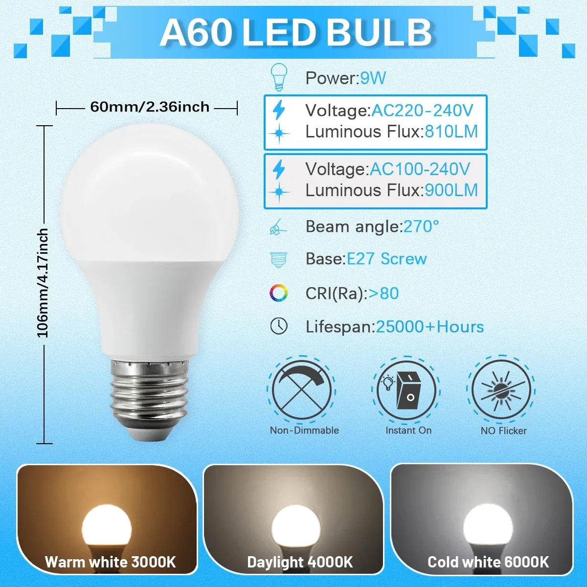 12PCS No Flicker 24W 20W 8W 9W 10W 12W 15W 18W E27 LED Bulb Lamps Light AC220V 110V Cool Lighting for Home Foyer Room Decor