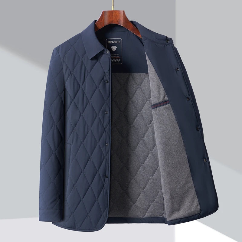 Men's padded Casual Warm Windproof Lapel Fleece Coat Jacket