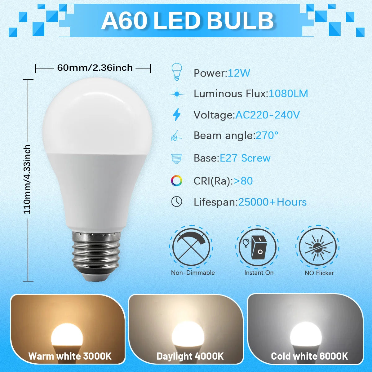 50PCS E27 LED Bulb Lamps 3W 8W 9W 12W 15W 18W 24W AC 220V 240V Cool Lighting Lampada Light Bulbs Foyer Home Indoor LED Bombilla