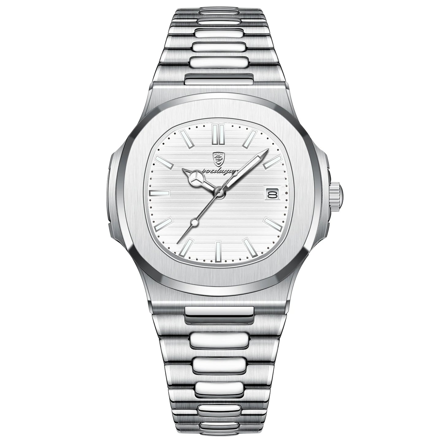 Luxury Men Watch Waterproof Clock Luminous Date Stainless Steel Square Quartz
