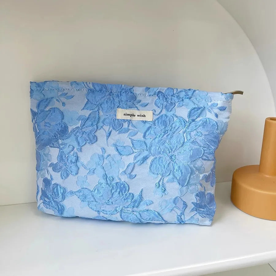 Fashion Floral Print Zipper Cosmetic Bag Travel Essentials Organizer Makeup Toiletry Pouch Portable Women's Makeup Bag