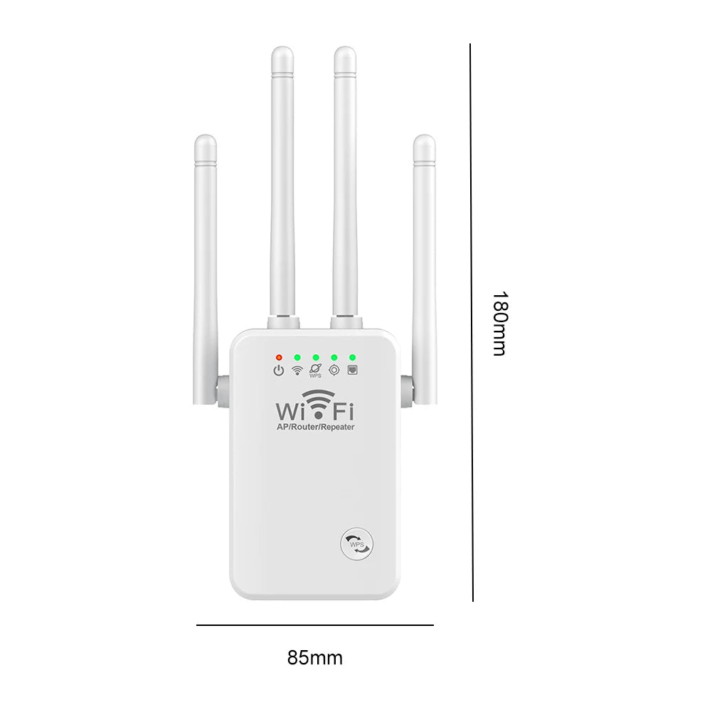 WiFi Extenders Signal Booster 2.4 GHz Wireless Internet Repeater 300Mbps 4 Antenna Long Range for Home with Ethernet Port