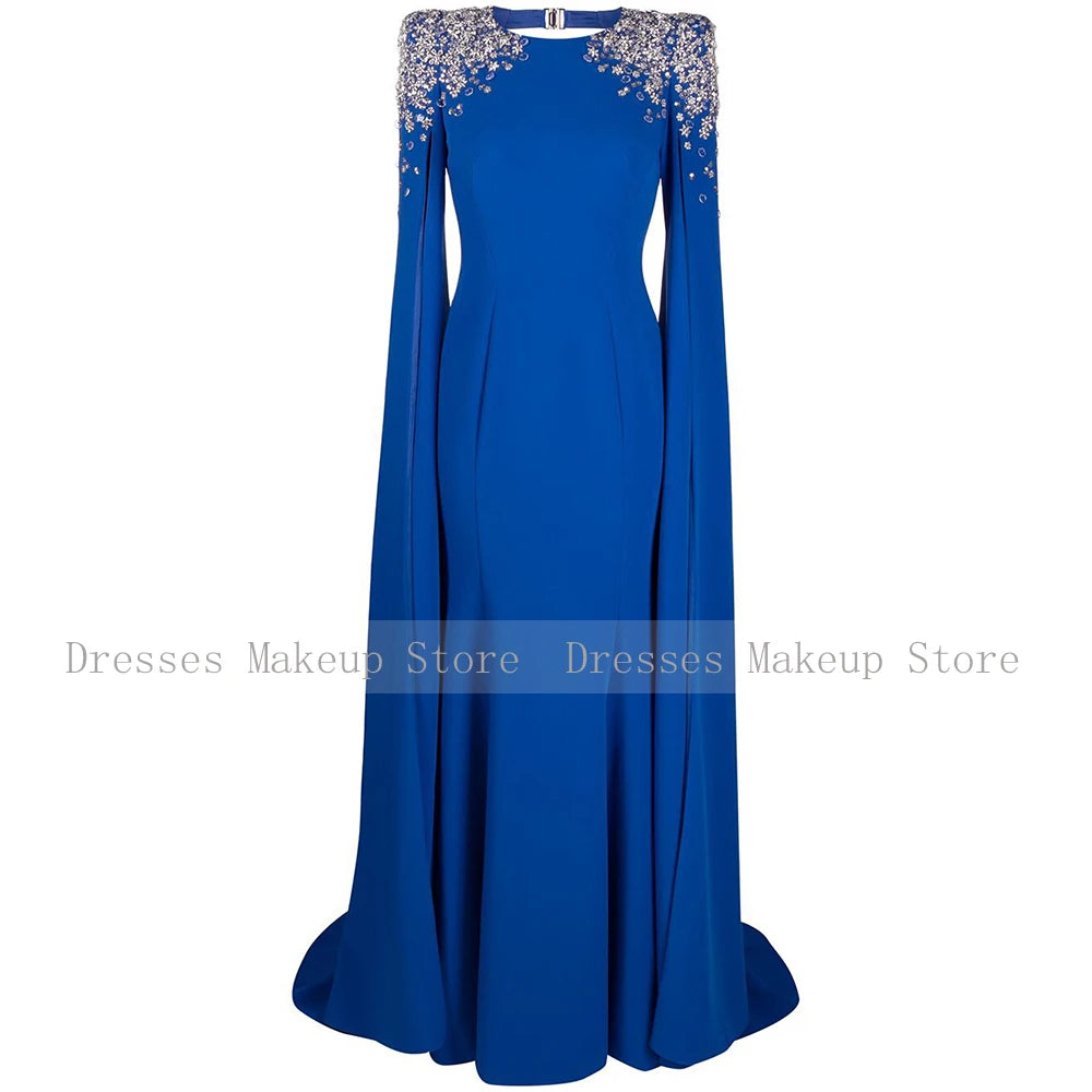Luxury Formal Evening Dress Crystals Mermaid Dark Royal Blue