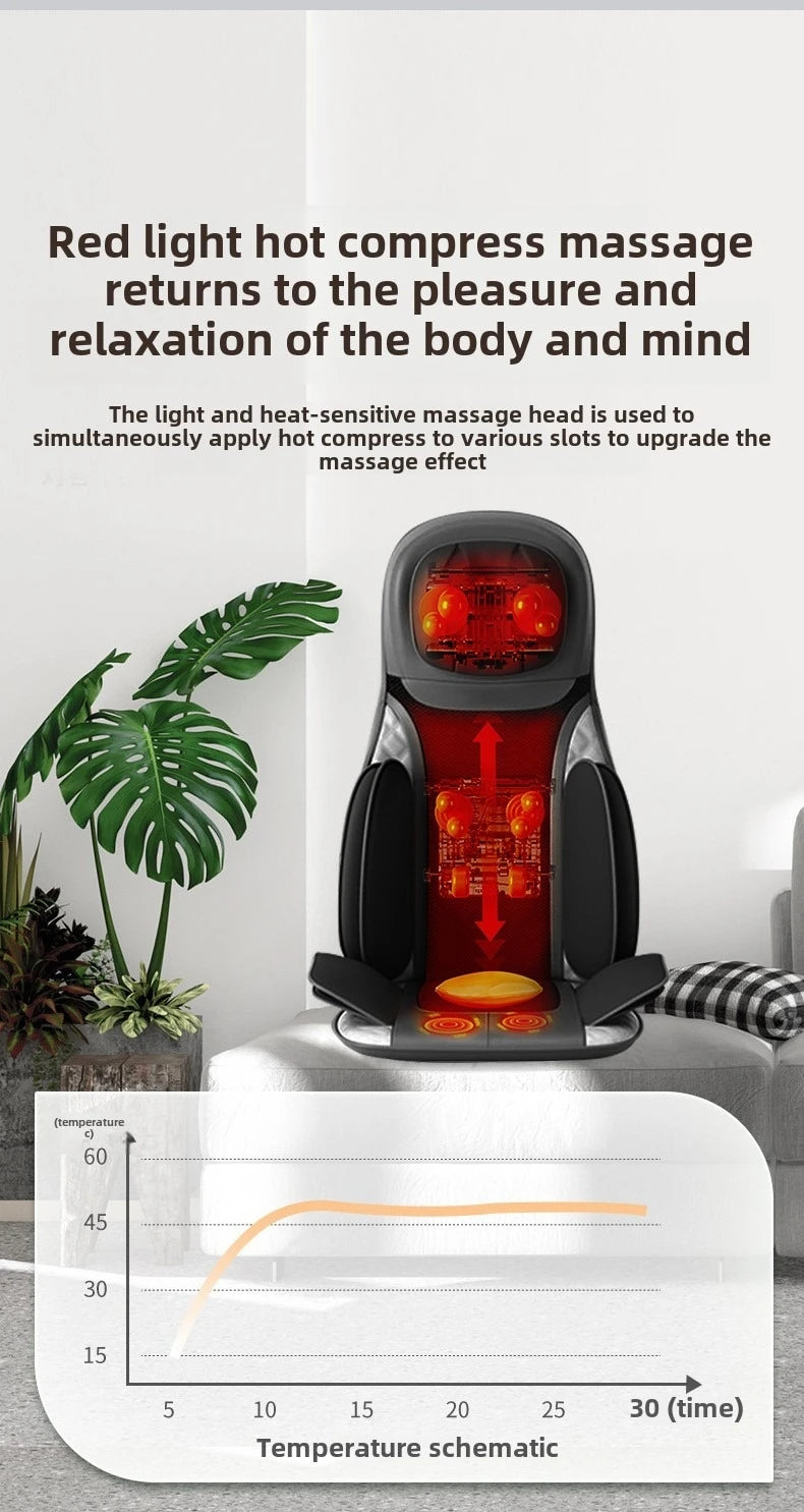 3D Massage cushion Shiatsu Neck & Back with Heat Full Back Rolling Massage Chair Pad with Height Adjustment Airbags Waist Hips