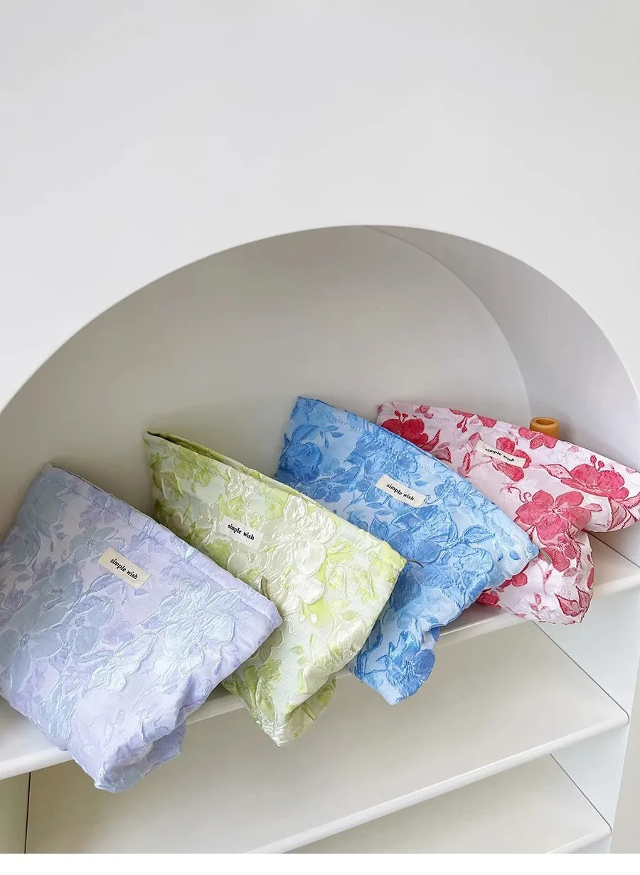 Fashion Floral Print Zipper Cosmetic Bag Travel Essentials Organizer Makeup Toiletry Pouch Portable Women's Makeup Bag