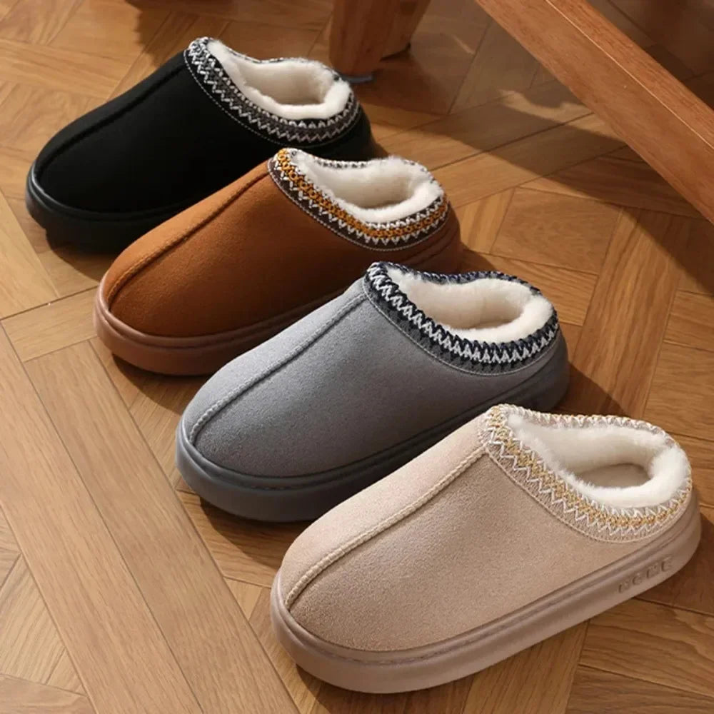 Winter Women's Soft Platform Slippers: Fleece Cotton Warm Shoes, Comfortable, Anti-Slip, Unisex Indoor Slippers