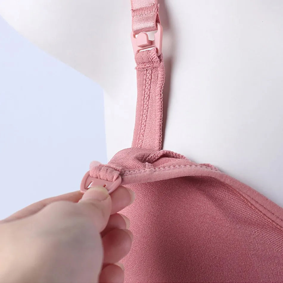 Breastfeeding Bra Upper Buckle Wirefree Seamless Postpartum Removable Chest Pad
