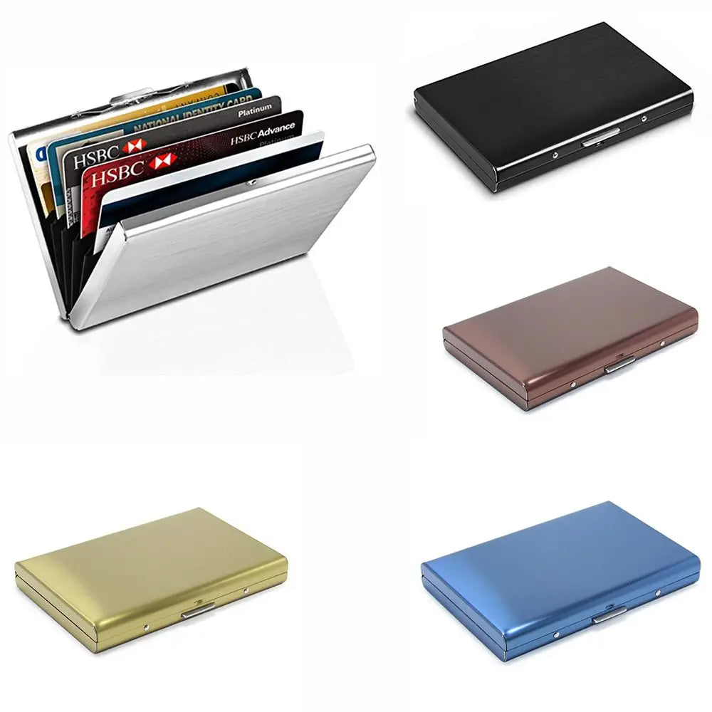 Fashion Durable 6 Card Slots Holder Stainless Steel Case Anti-demagnetization Box Portable Organizer Protector