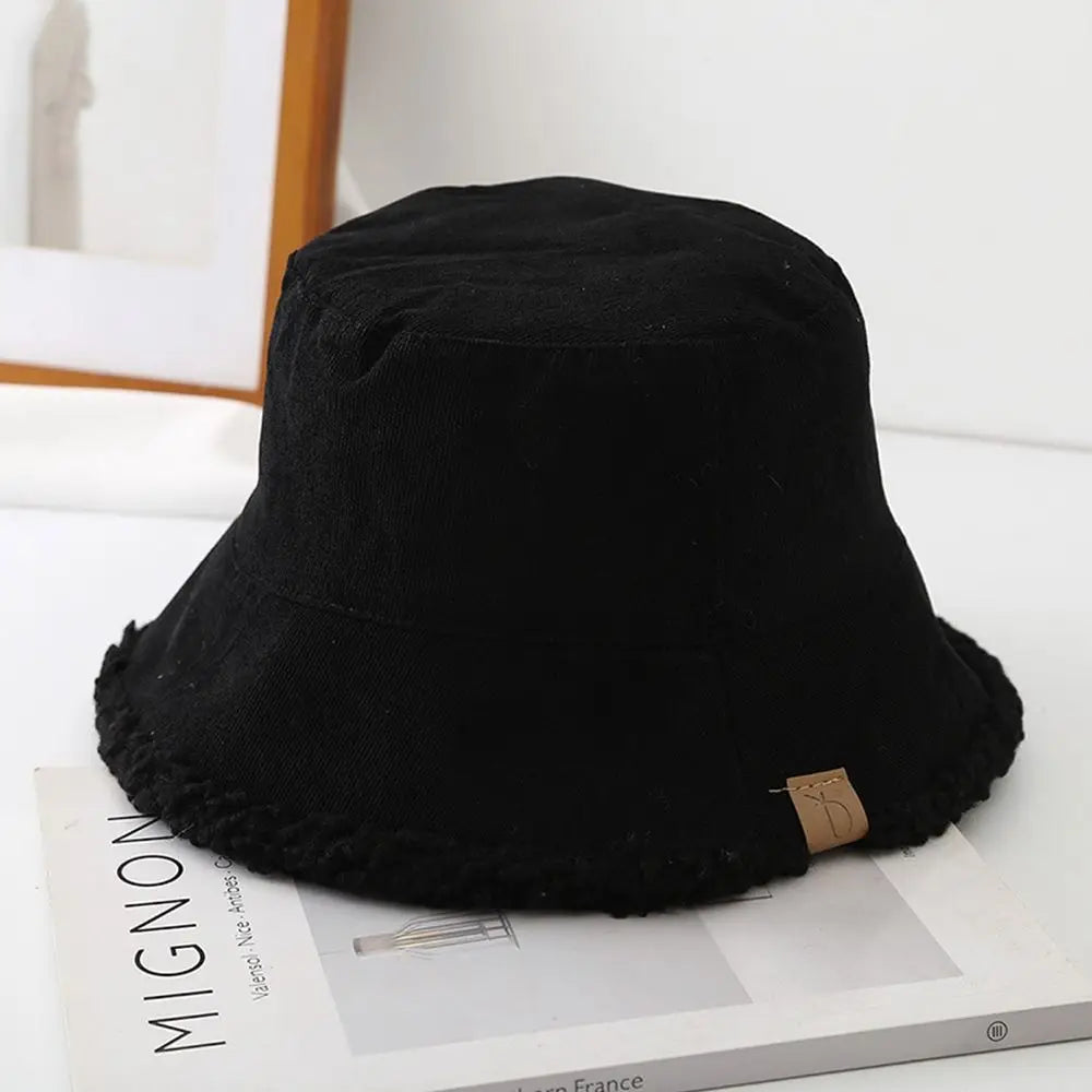 Winter Bucket Hat Thickened Soft Fisherman Cap Warm Corduroy Beanies