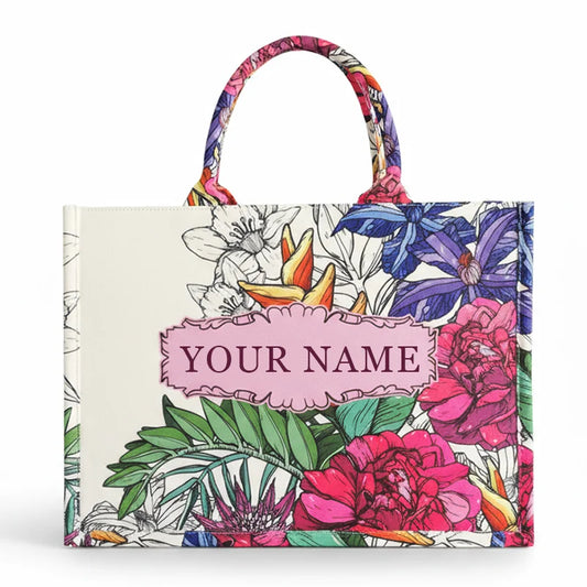 Personalized custom women's tote bag, canvas printed handbag, large capacity beach bag