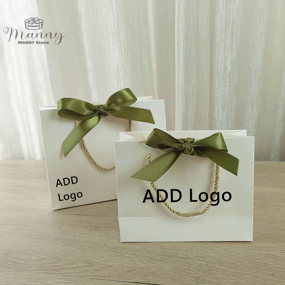 10 Pcs Custom Logo Gift Bag Packaging Box For Small Businesses Valentines Day Paper Bag Favors Boxes Wedding Birthday Flower