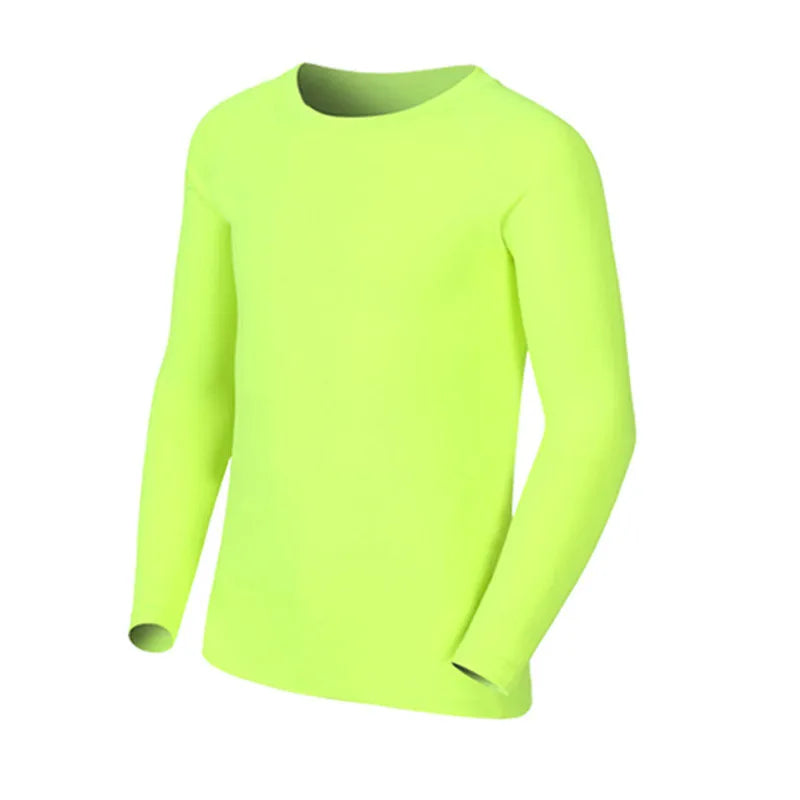 Kids Children Boy Girl Compression Running Long T Shirt Fitness Sport Basketball Football Gym Sportswear Soccer Clothes 25