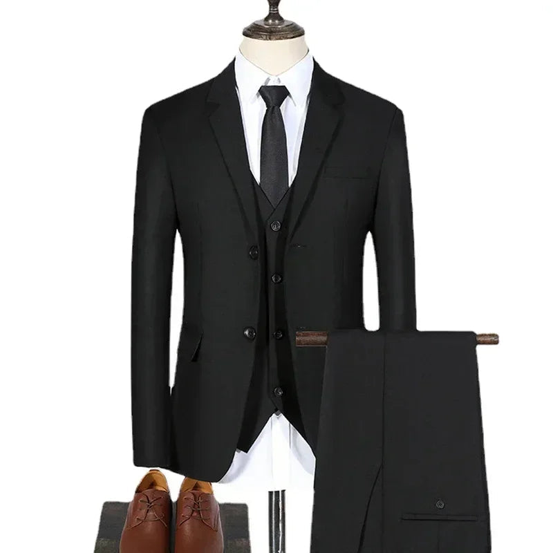 High Quality Luxury Men's Suit 3 Pieces Blazer, Vest & Pants or 2 Sets Blazer & Pants