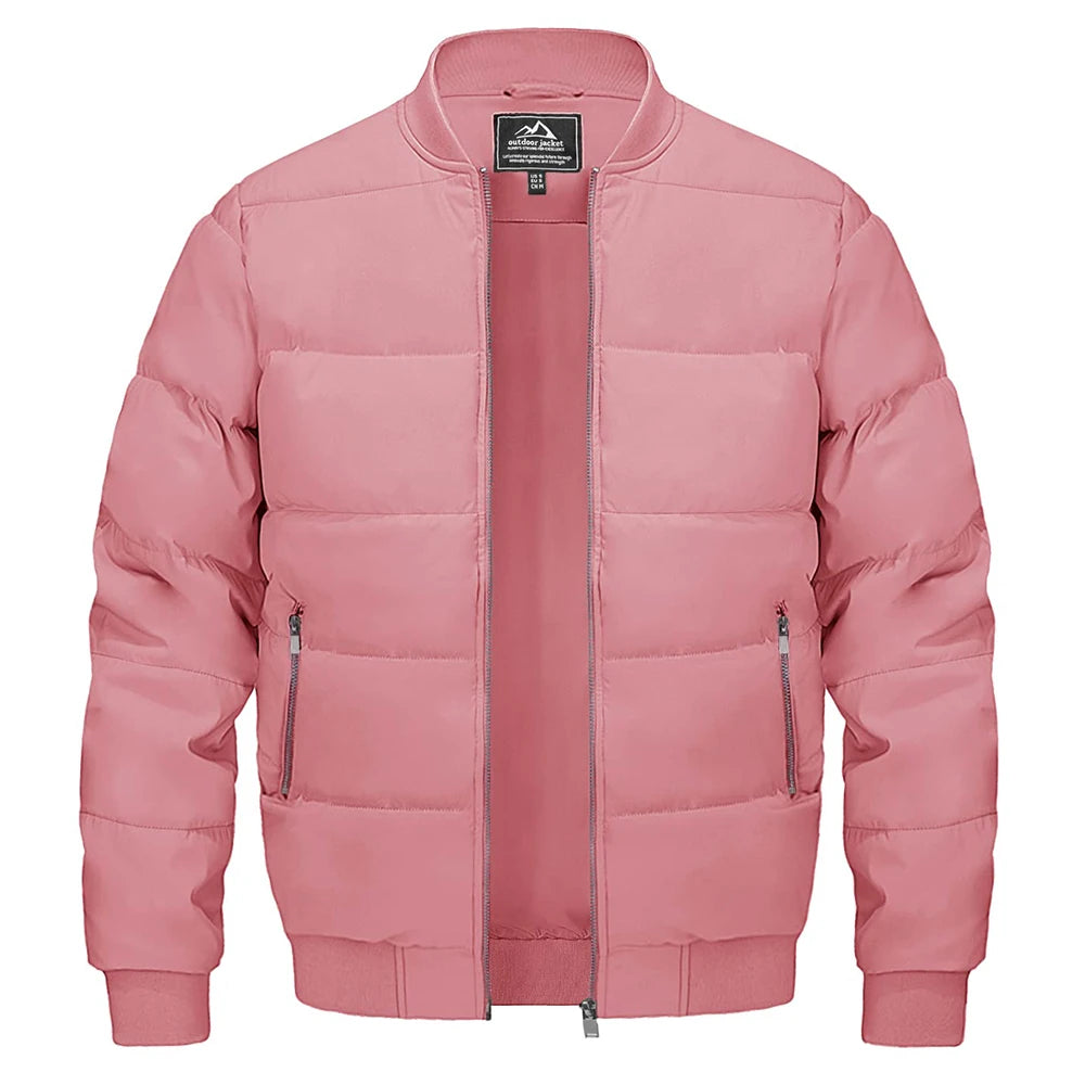 Men's Thermal Bomber Jackets Fall Winter Windproof Baseball Coat Full Zip